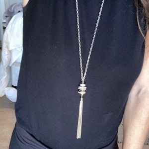 Black & Gold Long Blingy Necklace